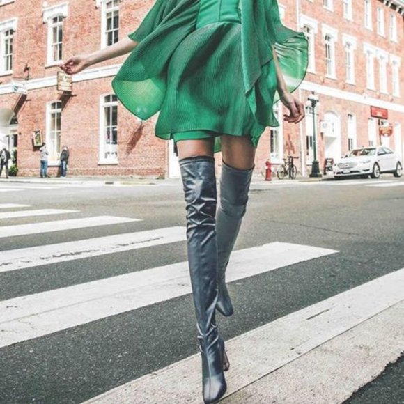 JOHN FLUEVOG • Silver Thigh High PETULA Boots • Vegan • Size 8 • NWT - Picture 13 of 14